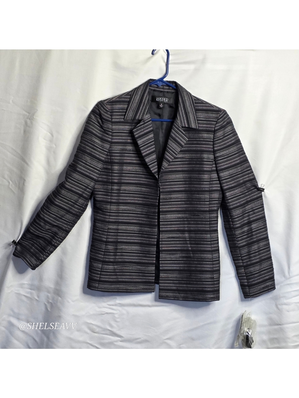 Kasper Black & White Lined Blazer Size 6 Long Sleeve